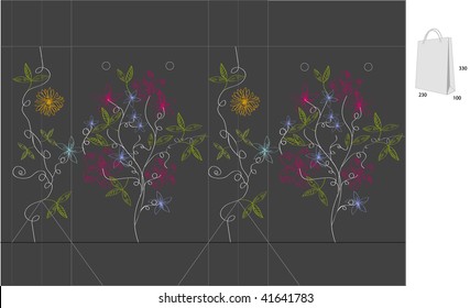 Gift bag with die cut (Abstract flowers)