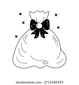Icono del doodle del bolso del regalo con el Vector del fondo blanco