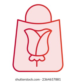 Gift bag flat icon. Flower on package pink icons in trendy flat style. Paper shopping bag with rose gradient style design, designed for web and app. Eps 10