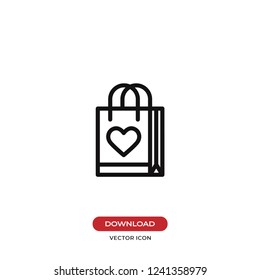Gift bag with heart sign vector icon