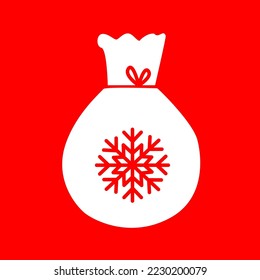 Icono de la bolsa de regalo aislado en el fondo rojo, ilustración vectorial