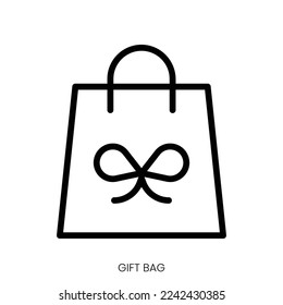 gift bag icon. Line Art Style Design Isolated On White Background