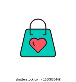 gift bag icon vector. filled outline style design. isolated on white background