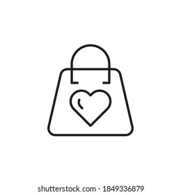 Geschenksack Symbol Vektor. Rahmenstil-Design. einzeln auf weißem Hintergrund