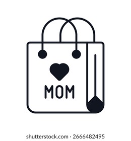 Icono de bolsa de regalo con fondo blanco Vector Ilustración de stock