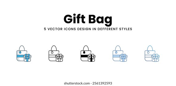 Gift Bag icons in different style vector stock illustration