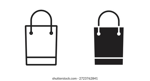 Ícones de bolsa de presente em linhas cheias, finas, contorno e traçados