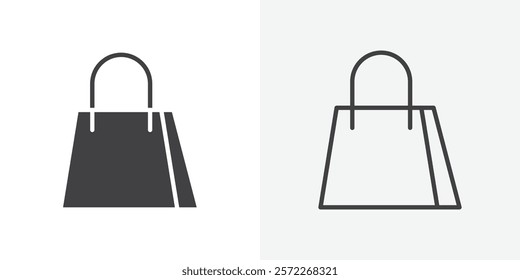 Gift bag icons. flat and line style set