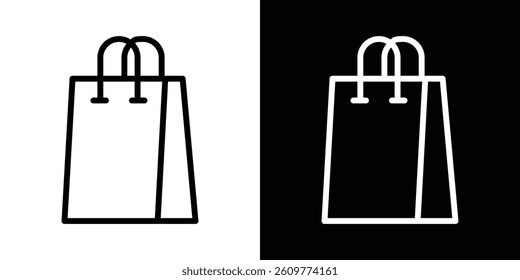 Gift bag icons vector set in stroke line style