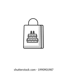 gift bag Line Icon Isolated On White Background