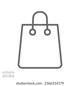Gift bag line icon. Paper shopping bag for store online e-commerce. Package market handbag, kitbag. outline simple pictogram. Editable stroke. Vector illustration Design on white background. EPS 10