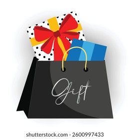 Gift bag with a present and a card