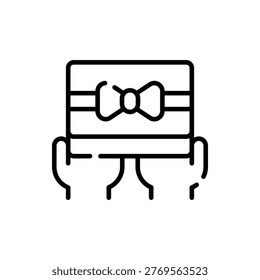 Gift Bag Ribbon Present Festive Occasion Surprise Package Icon