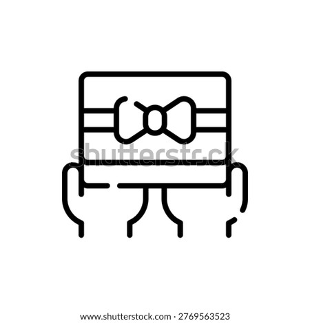 Gift Bag Ribbon Present Festive Occasion Surprise Package Icon