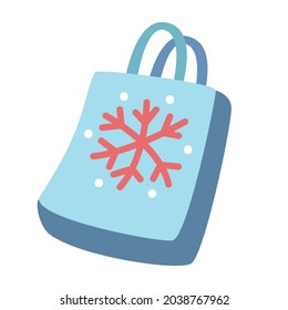 Gift bag with snowflake. Isolated vector.