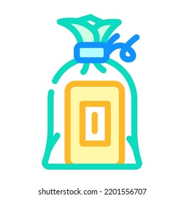 Geschenksack Seife Farbe Symbol Vektorgrafik. Geschenksack-Seifenschild. einzelne Symbolillustration