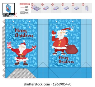gift bag with two santa clauses for christmas.stock image vector. stock image vector