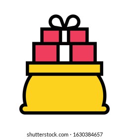 Gift bag vector illustration, filled design icon