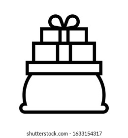 Gift bag vector illustration, line design icon