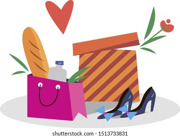 Gift bags. Flat style vector 
