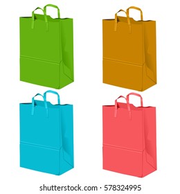 Gift bags for purchases on a white background. Vector illustration