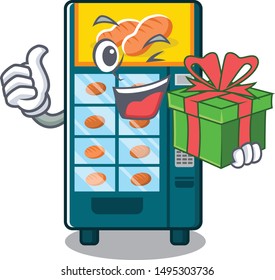 With gift bakery vending machine in a mascot