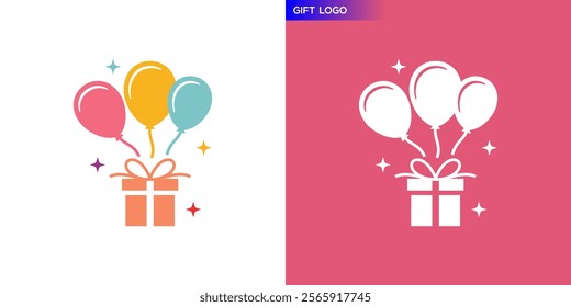 Gift balloon logo, affection, birthday, romantic, special, valentine, Icon symbol design template EPS 10	