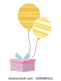 Gift and balloons design, happy birthday celebration decoration party festive and surprise theme Vector illustration