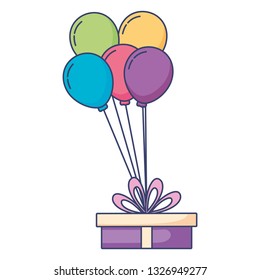 gift with balloons helium floating