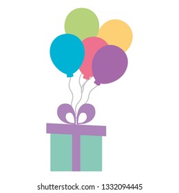 gift with balloons helium floating