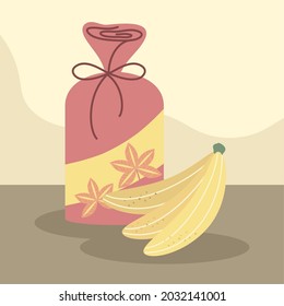 gift and banana fruit cartoon