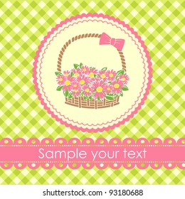 gift basket with flowers. Abstract vector illustration