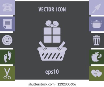 Gift in a basket, vector icon