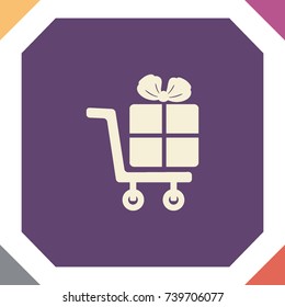 Gift in a basket, vector icon