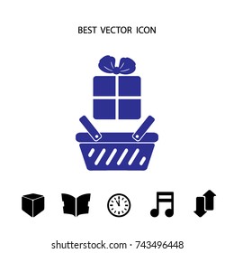 Gift In A Basket, Vector Icon