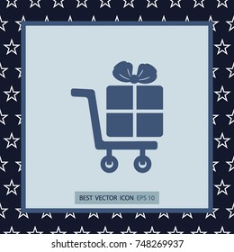 Gift in a basket, vector icon