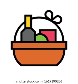 Gift Basket Vector Illustration, Filled Style Icon