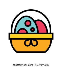 Gift basket vector illustration, filled style icon