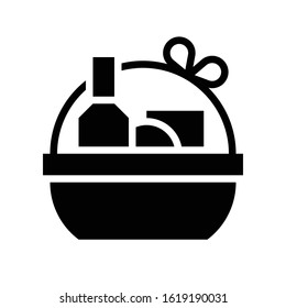 Gift Basket Vector Illustration, Solid Style Icon