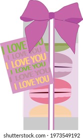 Gift in a beautiful package with a bow and a declaration of love. Vector illustration.