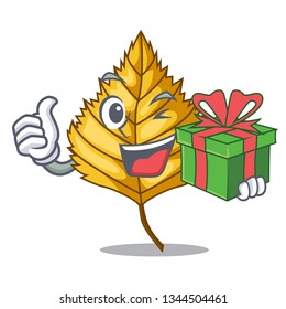 With gift birch leaves spread the cartoon sticks
