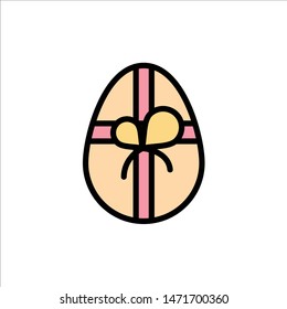 Gift, Birthday, Easter  Flat Color Icon. Vector icon banner Template