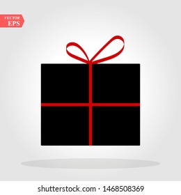 Gift in a black box with a red bow on a white background vector