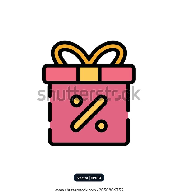 GIFT Black Friday\
icon. Black Friday design, sale, discount, advertising, marketing\
price tag, Clothes, furnishings, cars, food sale icons. Black\
Friday icons vector. 