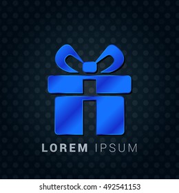 Gift Blue metallic chromium precious Icon / Logo Design
