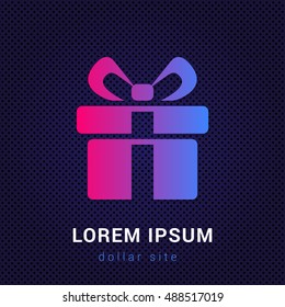 Gift Blue & Red colorful gradient attractive bright material Icon / Logo Design