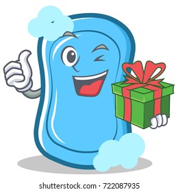 With gift blue soap character cartoon