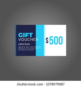 Gift Blue Voucher Design Vector Template