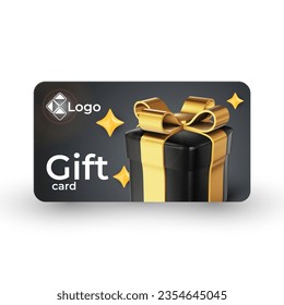 Gift or bonus card, reward card design template. Customer loyalty program concept. Realistic vector illustration in 3D render style isolated on a white background