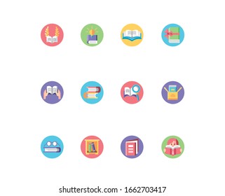 gift book and book icon set over white background, block style, vector illustration